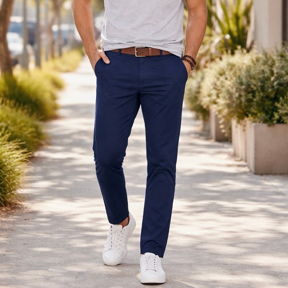 GUC Madison Men's Blue Cotton/Spandex Flat Front  Pants. Size 36x28.